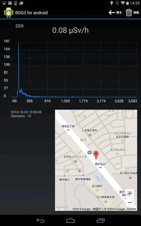 サーベイメータ放射線開発Nexus 7