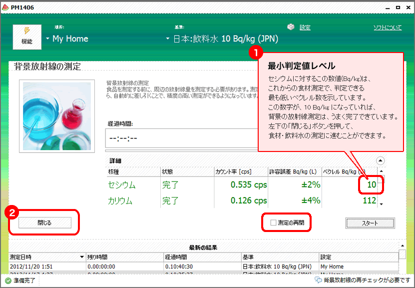 背景の放射線測定