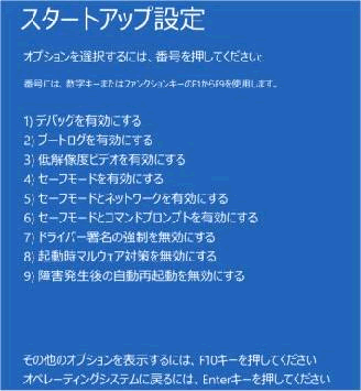 Windows 8 スタートアップ設定